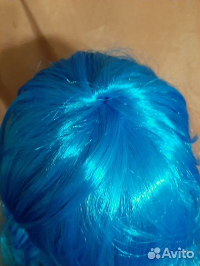 Парик кудрявый голубой