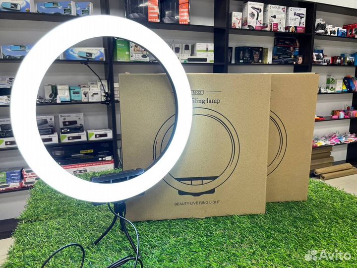 Кольцевая лампа 33см со штативом