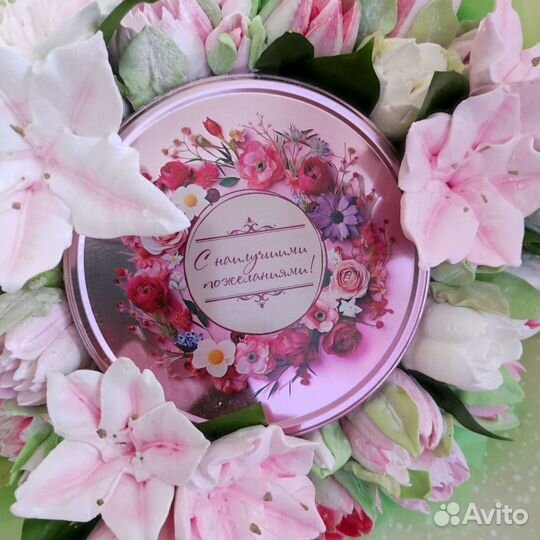 Съедобный букет с цветами из зефира