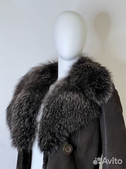 Дубленка с натуральным мехом чернобурки