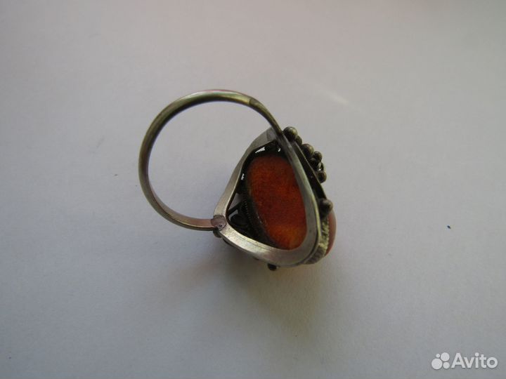 Винтажное кольцо С янтарем СССР
