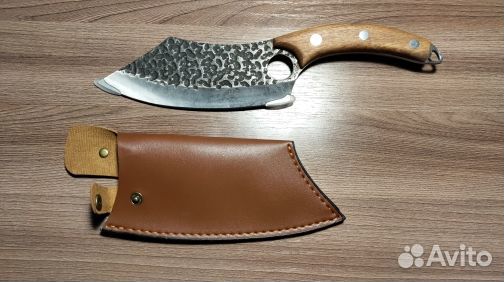 Кованный кухонный нож топорик ручной работы шеф