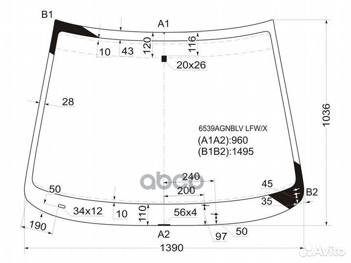 Стекло лобовое peugeot 206 3/4/5D 98-10 6539AGN