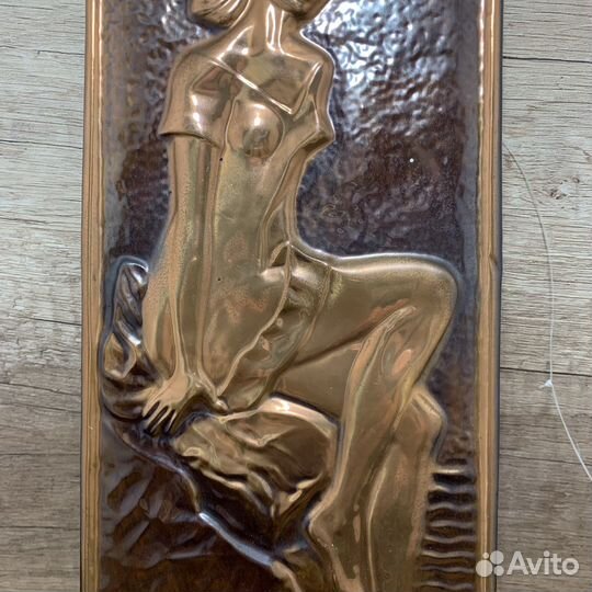 Советское Медное Панно Девушка Чеканка СССР Ретро