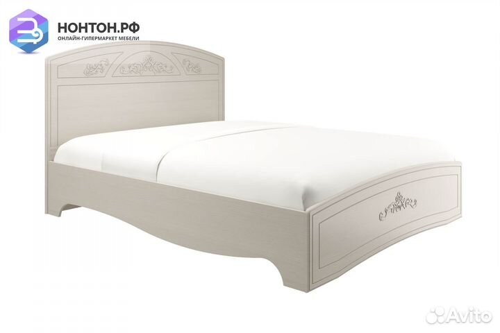 Кровать Каролина вудлайн кремовый / сандал белый