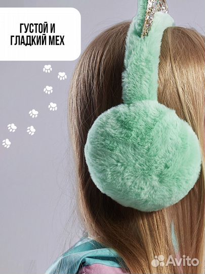 Меховые наушники с ушками котика теплые