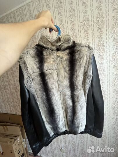 Кожаная куртка с натуральным мехом 42 44