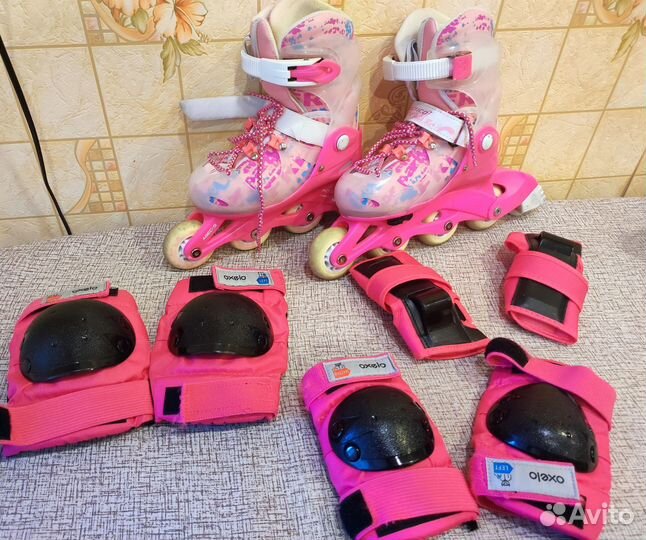 Ролики раздвижные 30-33 и новая защита для девочки