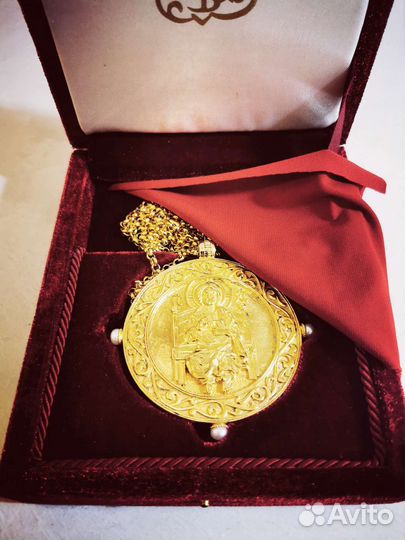 Панагия(Ватопед) и цепь,Аg, мощевик-раухтопаз