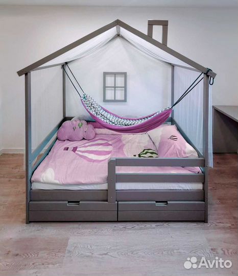 Кроватка MY place Теремок берёза высокий борт от 2