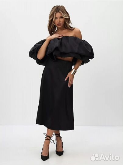 Новая атласная юбка миди