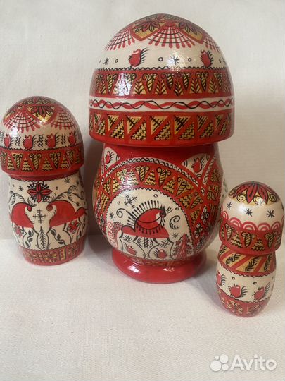 Матрешка - гриб, Мезенская роспись