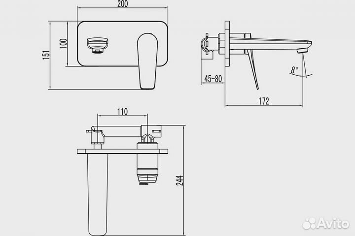 Смеситель для раковины Lemark Bronx LM3726BL