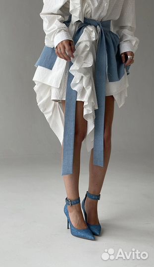 Платье-рубашка с джинсовой баской permanentno