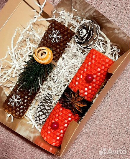 Набор свечей из вощины подарочный