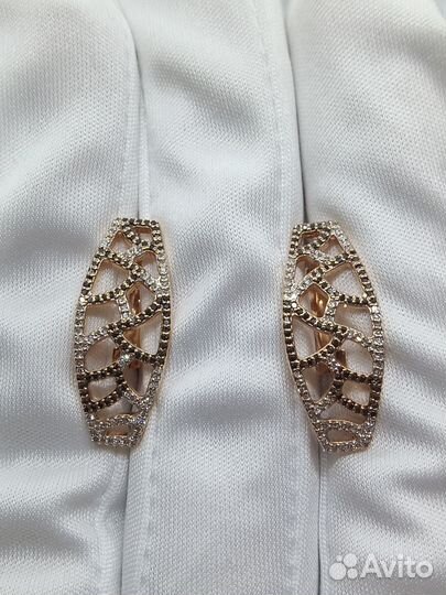 Серьги с природным камнем Золото