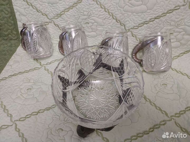 Раковница с 4мя пивными бокалами СССР