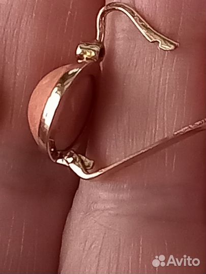 Золотые серьги СССР с кораллом