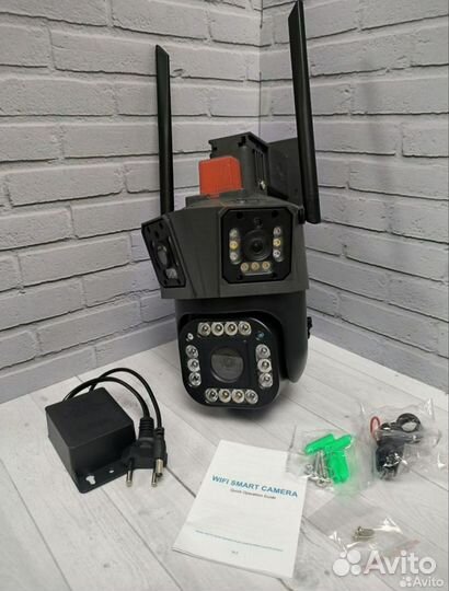 Камера видеонаблюдения wifi уличная три обектива