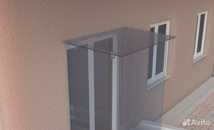 Козырек для входной группы из закаленного стекла