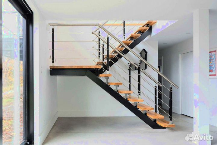 Лестница на металлокаркасе дизайн 4362