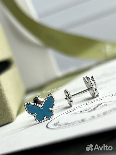 Серьги пуссеты Van Cleef Butterfly sweet