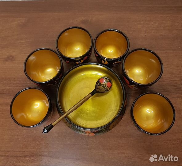 Стаканчики хохлома расписные деревянные набор