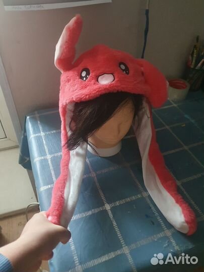 Шапочка с ушками розовый зайчик