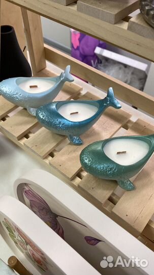 Подсвечник кит из высокопрочного гипса