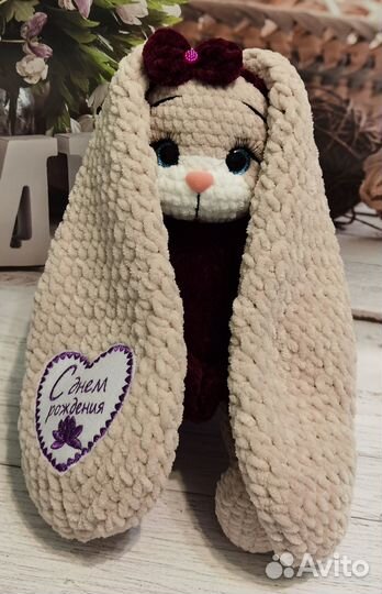 Вязаная игрушка Зайка 36см ручная работа