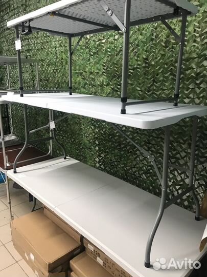 Стол складной усиленный белый, 154/70 см