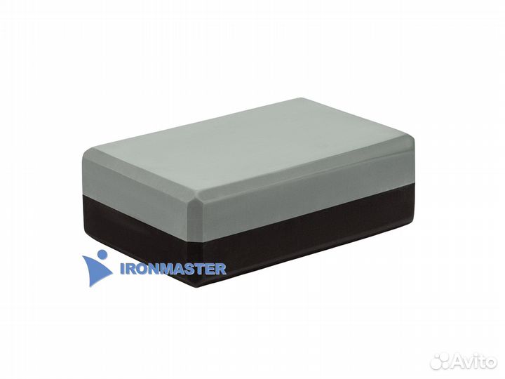 Блок для йоги серый-черный