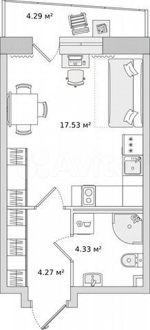 Квартира-студия, 26,5 м², 12/23 эт.