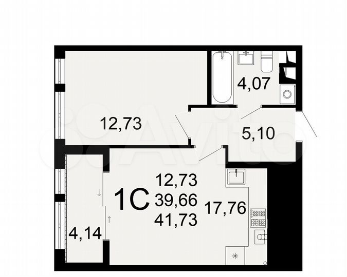 1-к. квартира, 40,6 м², 19/26 эт.