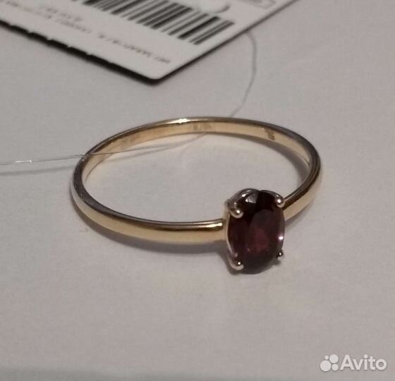Золотое кольцо с гранатом р.16,5,17 помолвочное