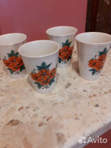 Стаканы с росписью, керамика 4шт,ссср
