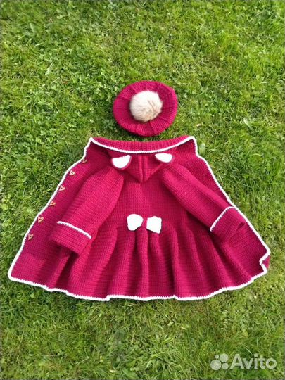Пальто. кардиган для девочки. берет