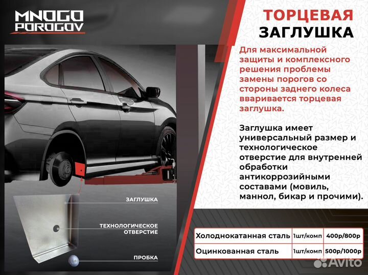 Ремонтный порог для Chevrolet Aveo (T250) седан