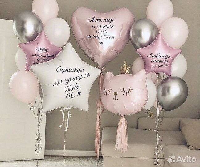 Шарики гелиевые на выписку из роддома