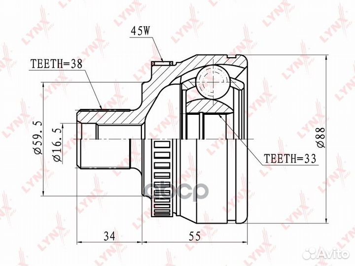 Шрус наружный перед прав/лев CO1203A lynxauto