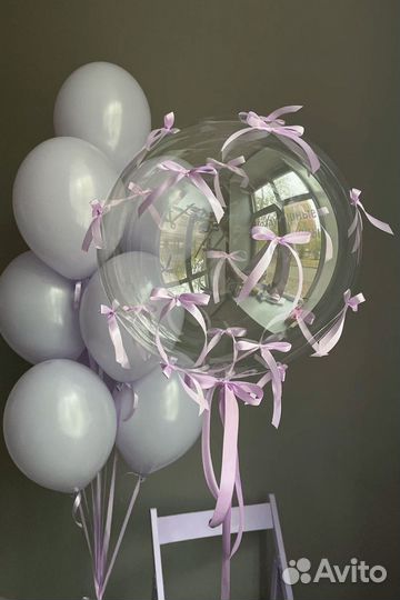 Гелевые шары с бантиками на день рождения