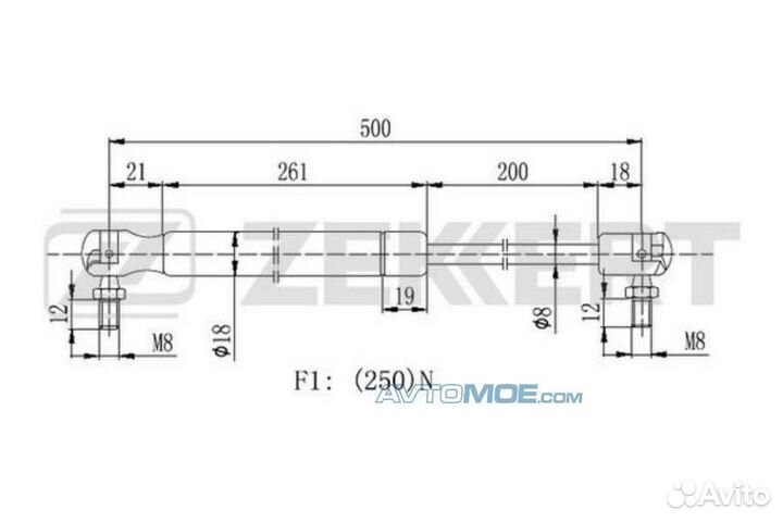 Пружина газовая багажника UAZ Patriot 05- (замена