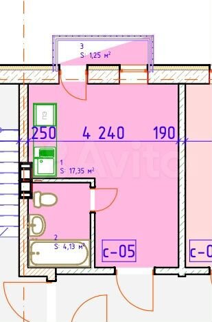 Квартира-студия, 26,6 м², 3/3 эт.