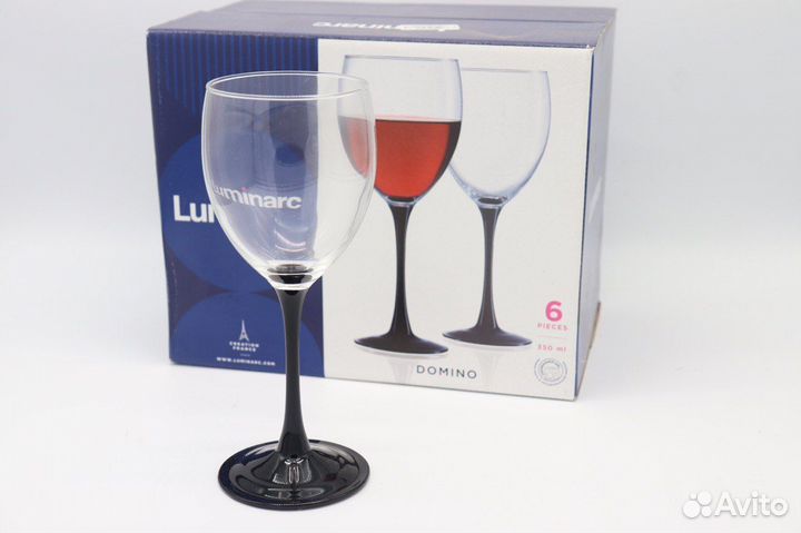 Набор фужеров (бокалов) для вина 350мл 6шт домино