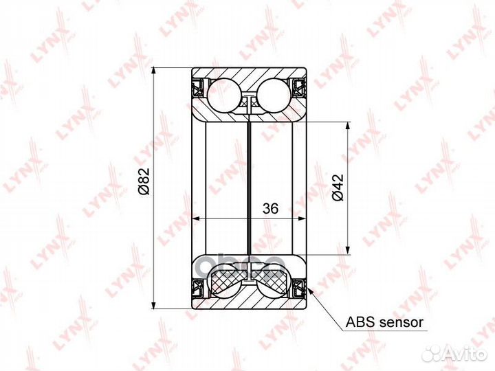 Подшипник ступицы передний с ABS (36x42x82) под