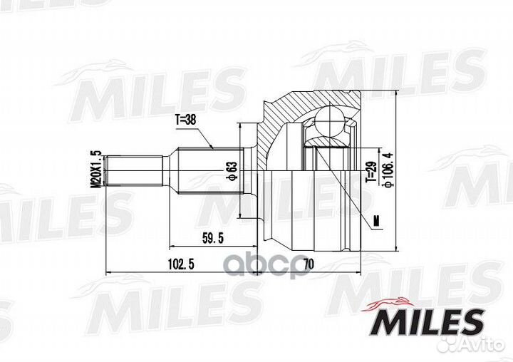 ШРУС наружный VW T5 2.5D/3.2 03- (GKN 303995)