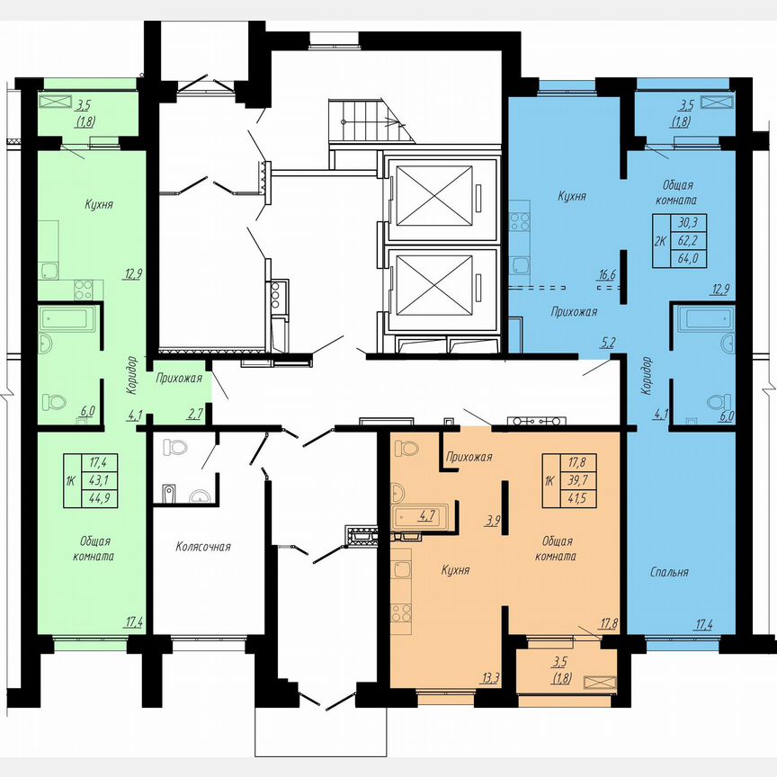 1-к. квартира, 44,9 м², 1/17 эт.