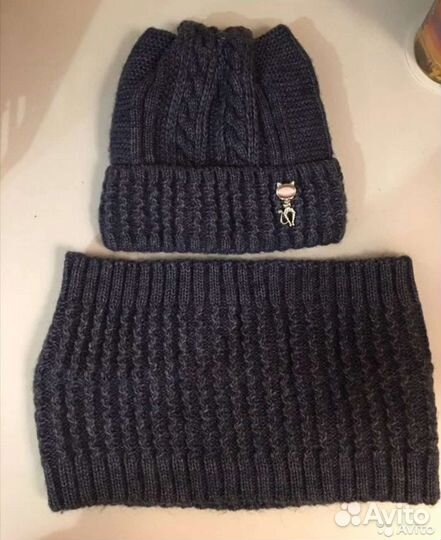 Шапка зимняя и снуд на 7-9 лет