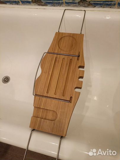Полка столик для ванны деревянный