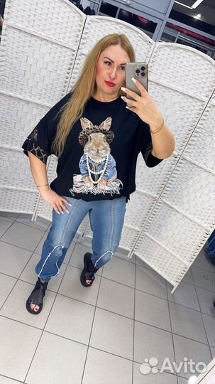 Джинсы со стразами 48-58